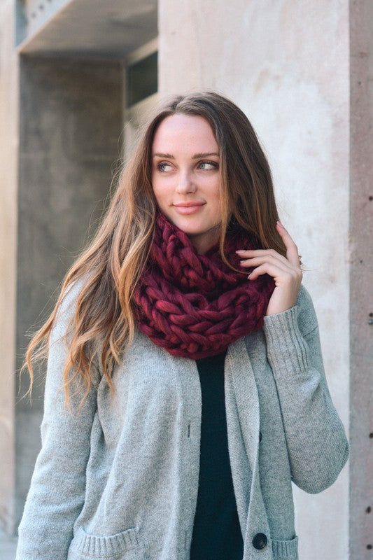 Ultra Soft Chunky Knit Scarf in Burgundy - Enclothe Boutique