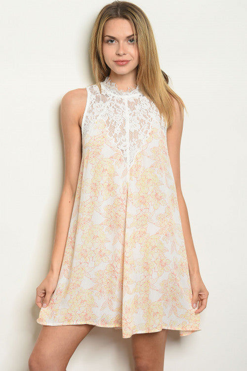 Yellow Floral Lace Dress - MD Sale - Enclothe Boutique