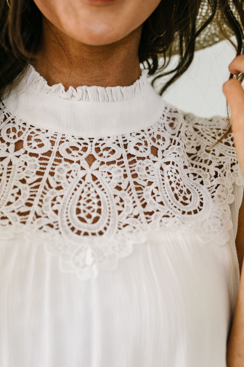 Victoria Lace Mock Neck Top In Ivory